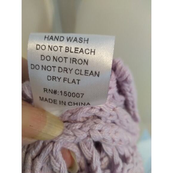 Veveret Top Open Knit Crochet Lavender Sz L Beach Boho Fairy - Picture 10 of 10